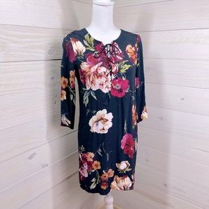 Karen Kane Floral Print Lace Up Front Dress XS FREE SHIP